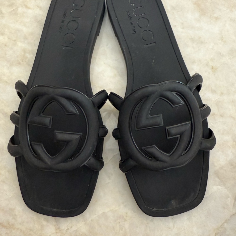 Gucci Black Logo Slide Sandals